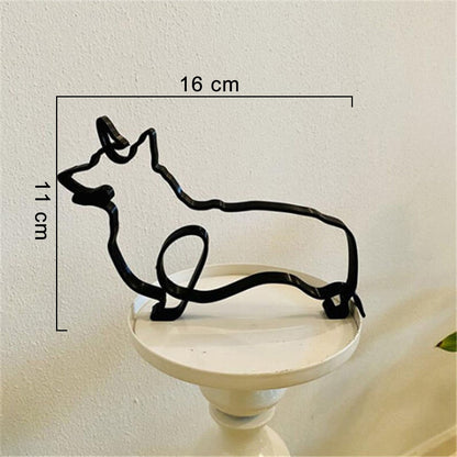 Modern Wireframe Dog Figure, Handcrafted Steel Sculpture for Home and Office Decor