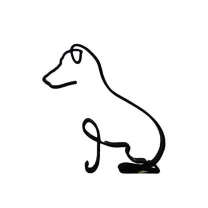Modern Wireframe Dog Figure, Handcrafted Steel Sculpture for Home and Office Decor