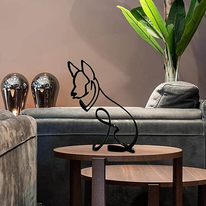 Modern Wireframe Dog Figure, Handcrafted Steel Sculpture for Home and Office Decor
