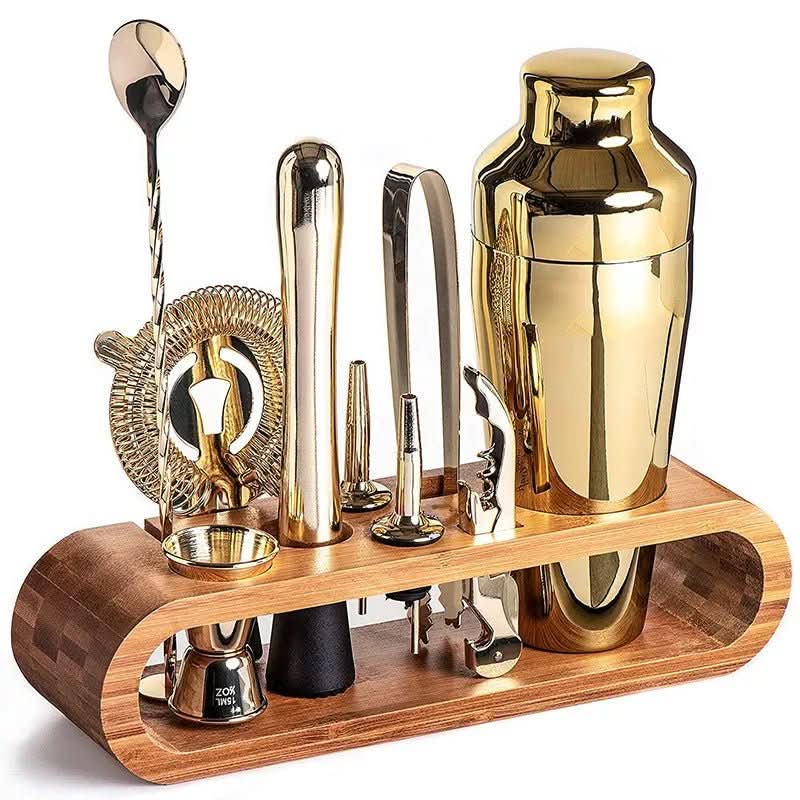 10 Piece Stainless Steel Cocktail Making Set with Shaker, Jigger, Strainer and Muddler for Home Bars