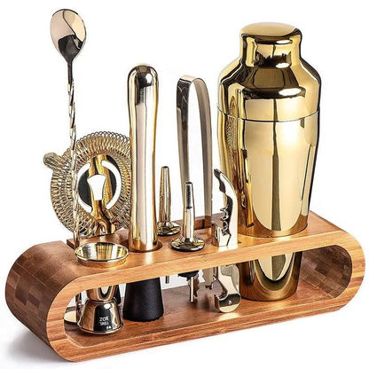 10 Piece Stainless Steel Cocktail Making Set with Shaker, Jigger, Strainer and Muddler for Home Bars