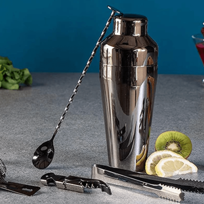 10 Piece Stainless Steel Cocktail Making Set with Shaker, Jigger, Strainer and Muddler for Home Bars