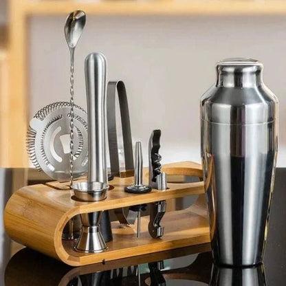 10 Piece Stainless Steel Cocktail Making Set with Shaker, Jigger, Strainer and Muddler for Home Bars