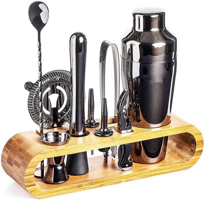 10 Piece Stainless Steel Cocktail Making Set with Shaker, Jigger, Strainer and Muddler for Home Bars