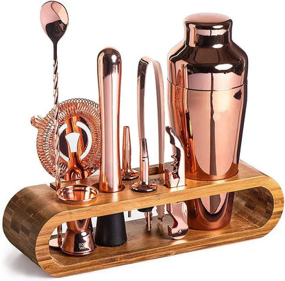 10 Piece Stainless Steel Cocktail Making Set with Shaker, Jigger, Strainer and Muddler for Home Bars
