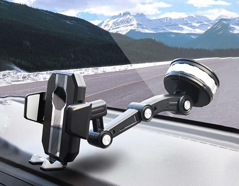 Adjustable Vehicle Phone Mount for Dashboard and Windshield with Suction Cup Grip
