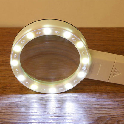 30x Optical Magnifying Glass with 12 LED Lights and 5-Inch Lens for Reading and Hobbies