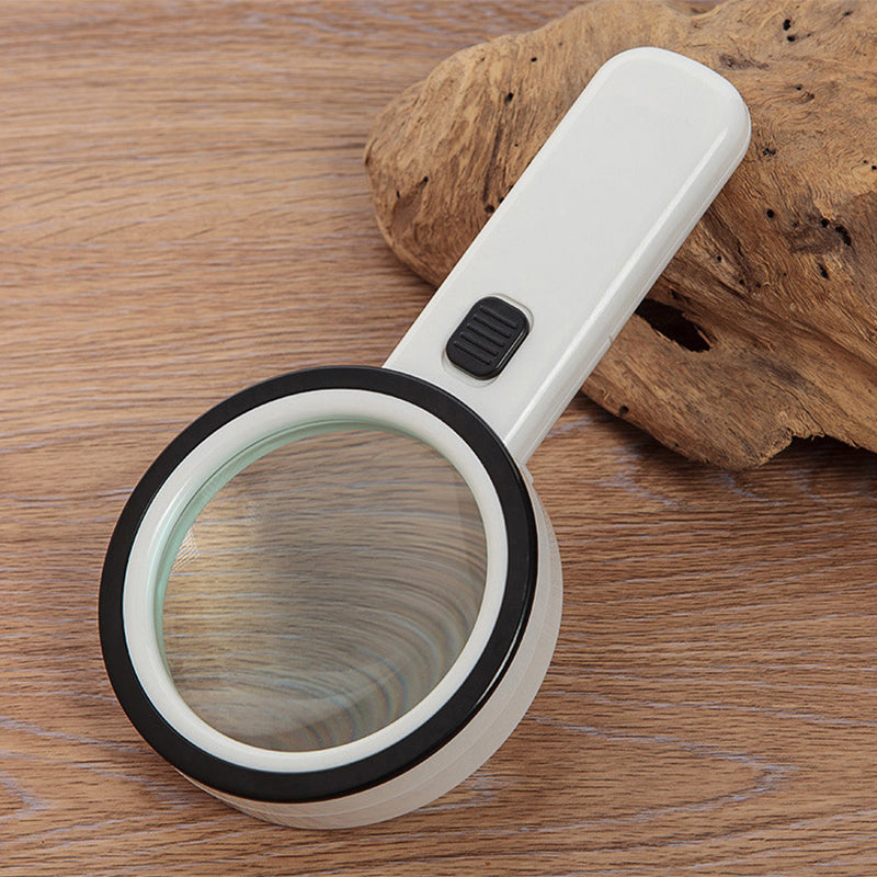 30x Optical Magnifying Glass with 12 LED Lights and 5-Inch Lens for Reading and Hobbies