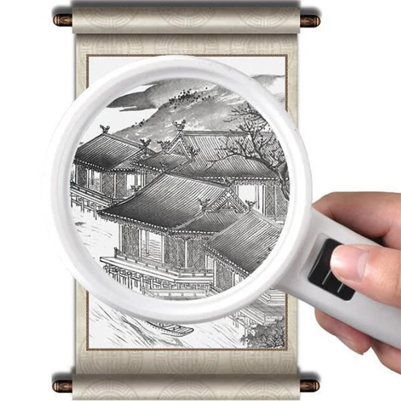 30x Optical Magnifying Glass with 12 LED Lights and 5-Inch Lens for Reading and Hobbies