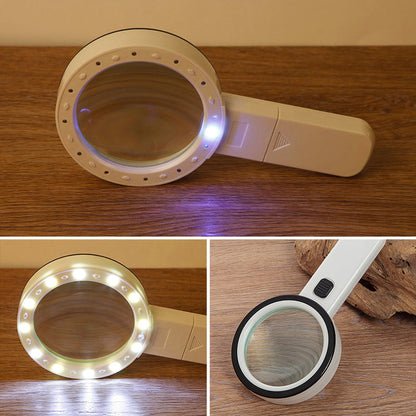 30x Optical Magnifying Glass with 12 LED Lights and 5-Inch Lens for Reading and Hobbies