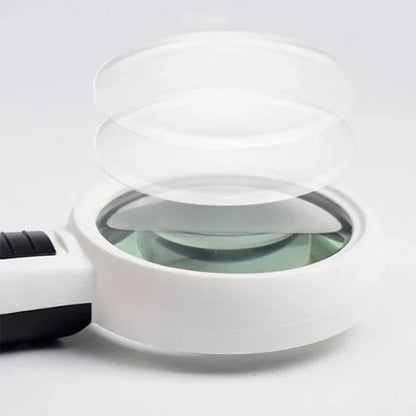 30x Optical Magnifying Glass with 12 LED Lights and 5-Inch Lens for Reading and Hobbies