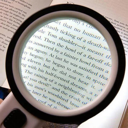 30x Optical Magnifying Glass with 12 LED Lights and 5-Inch Lens for Reading and Hobbies