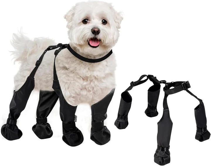 Adjustable Dog Shoes - Breathable, Waterproof & Non-Slip Boots for Small to Medium Dogs