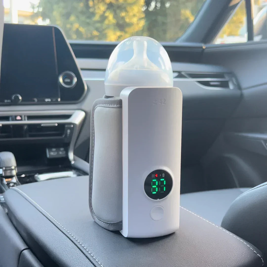 Portable Bottle Warmer - Rechargeable USB Baby Milk Heater with Digital Display Screen