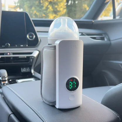 Portable Bottle Warmer - Rechargeable USB Baby Milk Heater with Digital Display Screen
