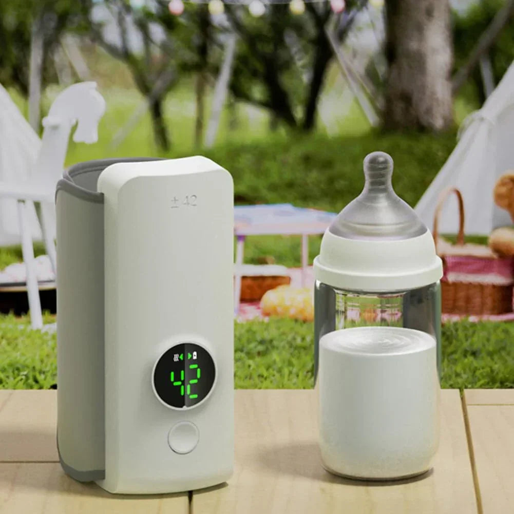 Portable Bottle Warmer - Rechargeable USB Baby Milk Heater with Digital Display Screen