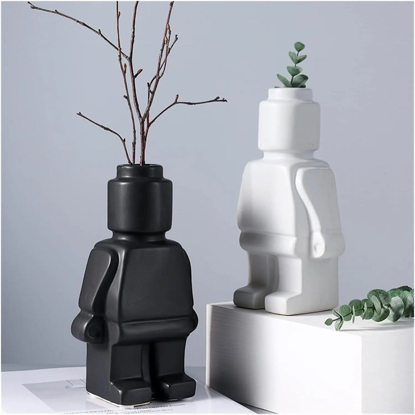 Building Block Style Flower Pot - Modern Minimalist Resin Planter, Indoor & Outdoor