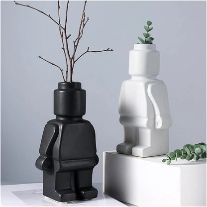 Building Block Style Flower Pot - Modern Minimalist Resin Planter, Indoor & Outdoor