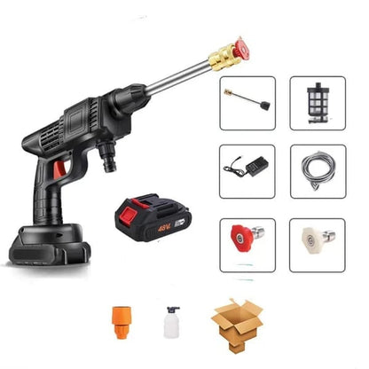 Cordless Portable High Pressure Water Spray Gun - Battery-Powered 22 Bar Outdoor Cleaner