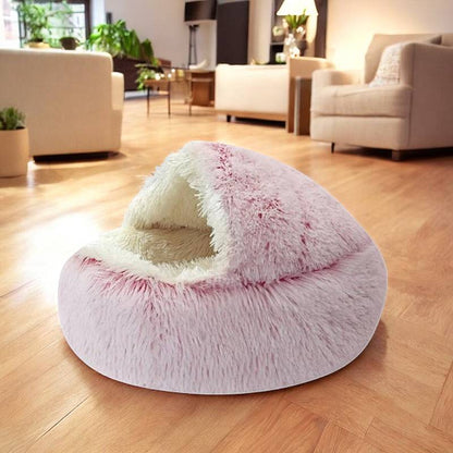 Cozy Pet Cave Bed - Soft Plush Cat & Dog Cave House, Anxiety Relief, Non-Slip Base