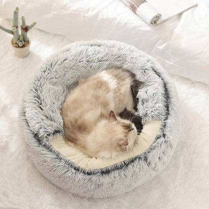 Cozy Pet Cave Bed - Soft Plush Cat & Dog Cave House, Anxiety Relief, Non-Slip Base