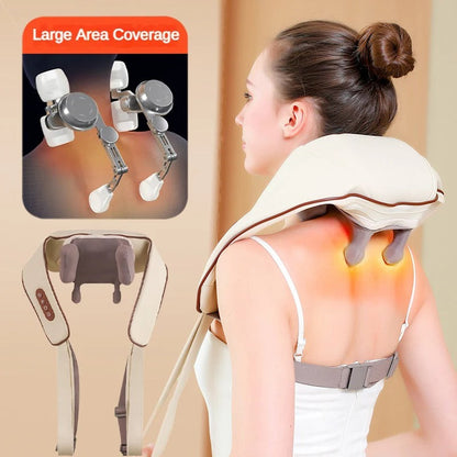 Wireless Neck and Back Massager with Deep Tissue Nodes and Soothing Heat Therapy