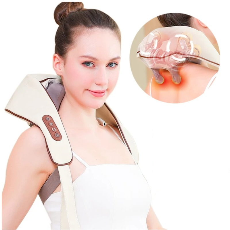 Wireless Neck and Back Massager with Deep Tissue Nodes and Soothing Heat Therapy