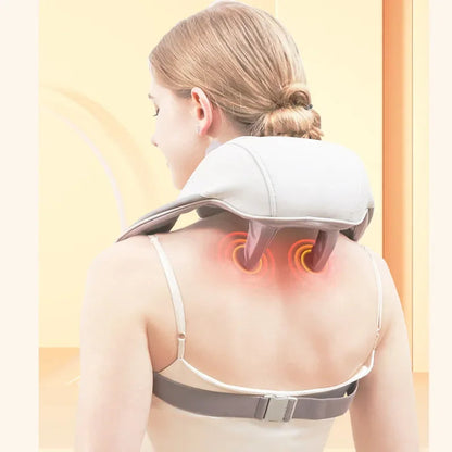 Wireless Neck and Back Massager with Deep Tissue Nodes and Soothing Heat Therapy