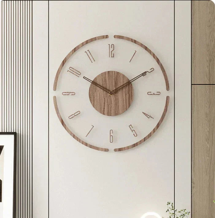 FashionableClock Scandinavian Wooden Wall Clock with Silent Quartz Movement