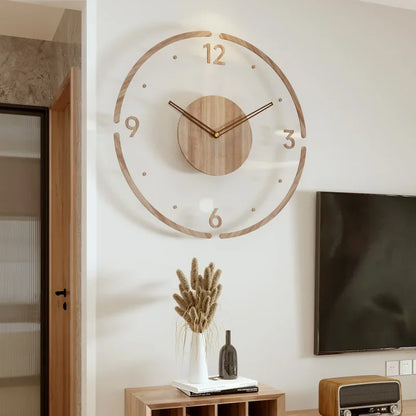 FashionableClock Scandinavian Wooden Wall Clock with Silent Quartz Movement