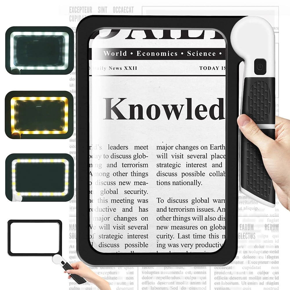 Foldable LED Magnifying Glass with 5x Magnification and Dimmable Lighting