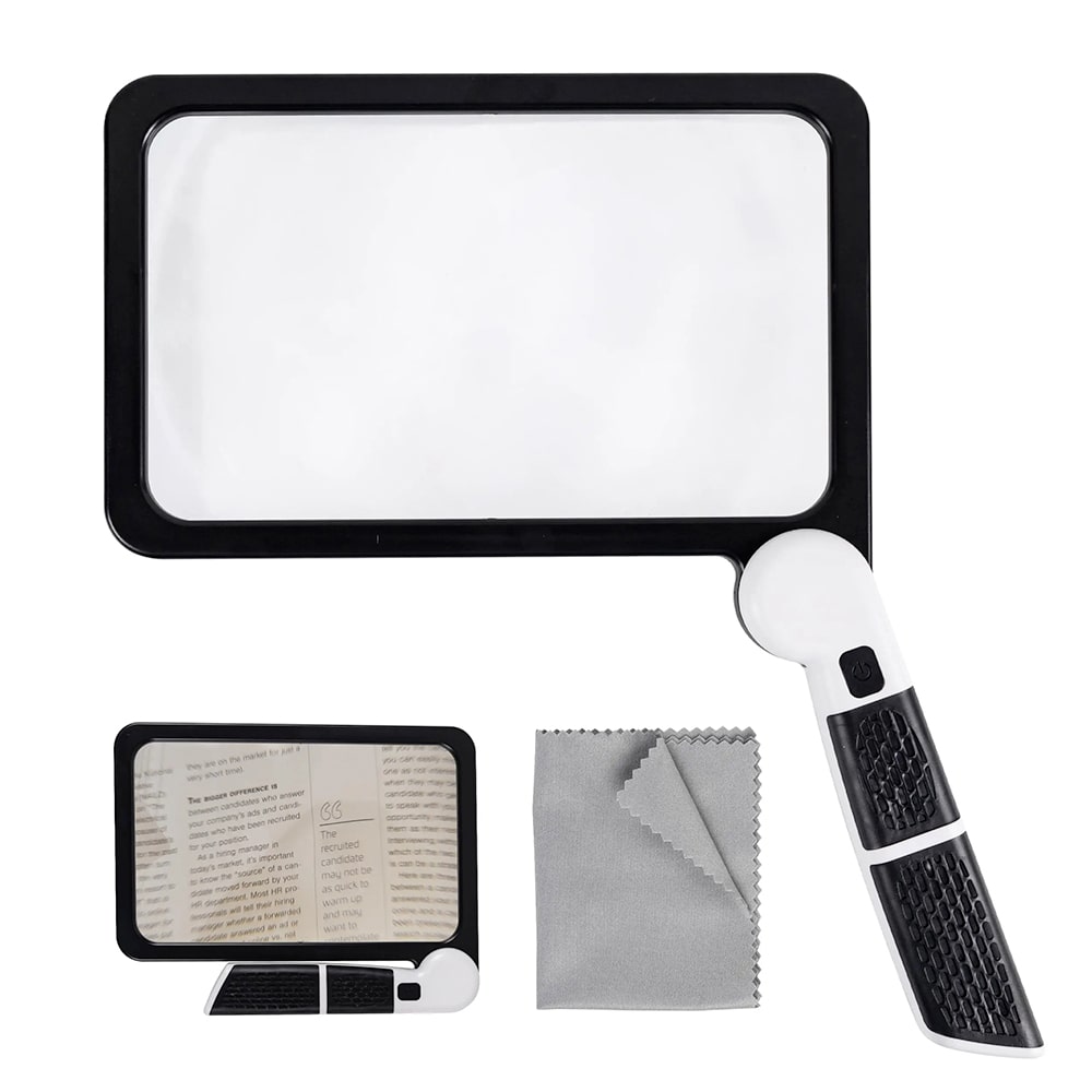 Foldable LED Magnifying Glass with 5x Magnification and Dimmable Lighting