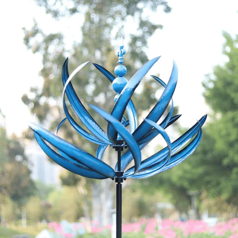 Garden Wind Spinner Kinetic Sculpture - Weather-Resistant Wood & Steel Yard Art Decor