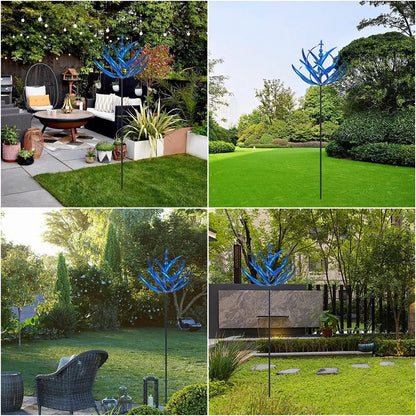 Garden Wind Spinner Kinetic Sculpture - Weather-Resistant Wood & Steel Yard Art Decor