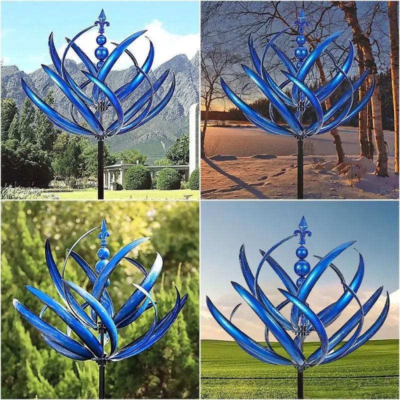 Garden Wind Spinner Kinetic Sculpture - Weather-Resistant Wood & Steel Yard Art Decor