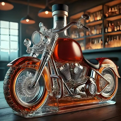 Motorcycle-Shaped Whiskey Decanter - Novelty Glass Barware for Home Bar Display