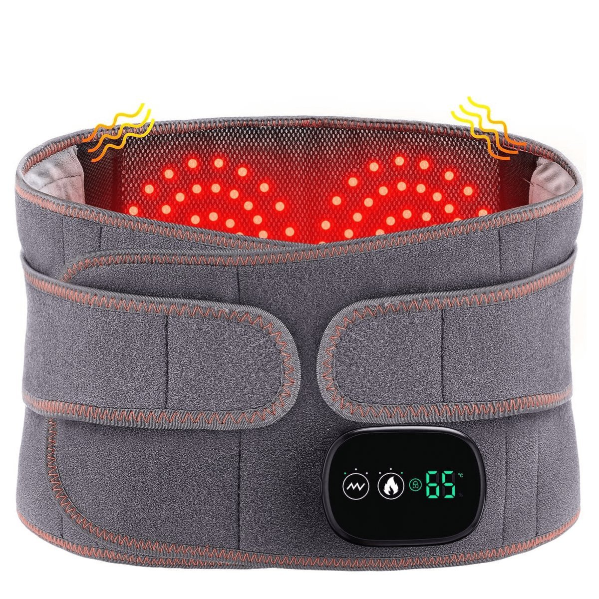Wireless Heated Back Brace with Vibration Massage - Infrared Lumbar Support Belt