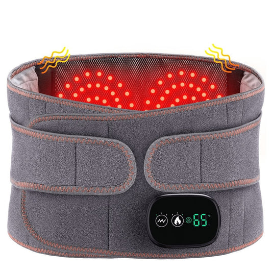Wireless Heated Back Brace with Vibration Massage - Infrared Lumbar Support Belt