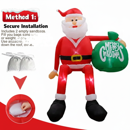 Giant 2.4m LED Inflatable Climbing Santa Claus - Weatherproof Outdoor Decoration