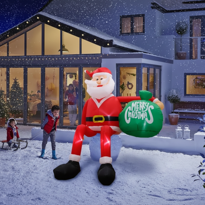 Giant 2.4m LED Inflatable Climbing Santa Claus - Weatherproof Outdoor Decoration