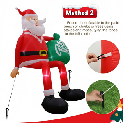 Giant 2.4m LED Inflatable Climbing Santa Claus - Weatherproof Outdoor Decoration