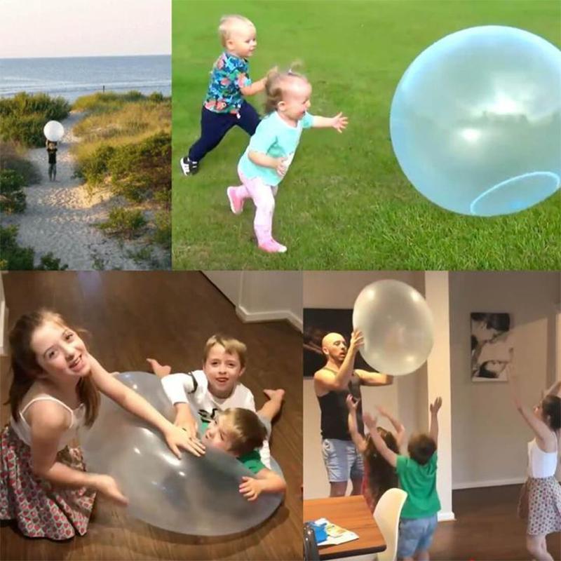 Inflatable Tear-Resistant Bubble Ball - Bounce, Kick & Sit-On TPR Ball Toy for Kids & Family Fun