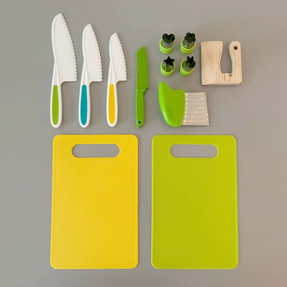 Montessori Cooking Set for Toddlers - Kids Kitchen Play Apron, Utensils & Knife, Ages 2-6