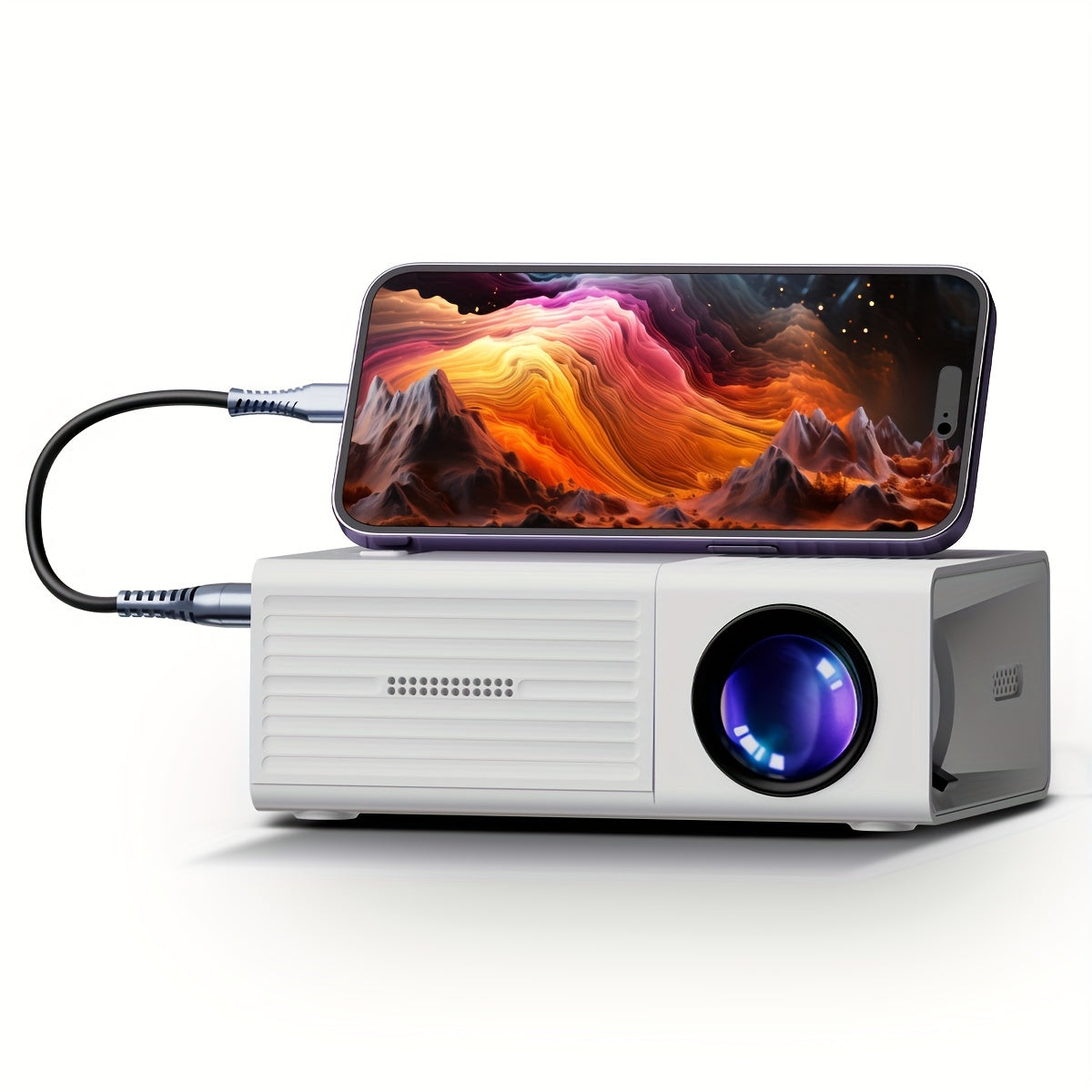 Mini HD Projector, 3000 Lumen - Portable Home & Outdoor Cinema with USB & HDMI Input