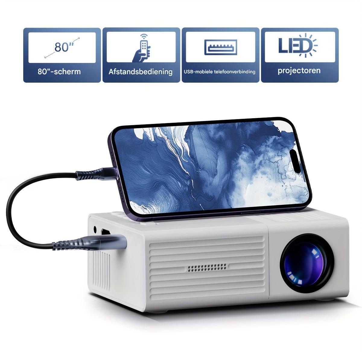 Mini HD Projector, 3000 Lumen - Portable Home & Outdoor Cinema with USB & HDMI Input