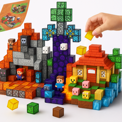 200-Piece Magnetic Building Blocks Set with Sturdy Connections and Stickers for Kids