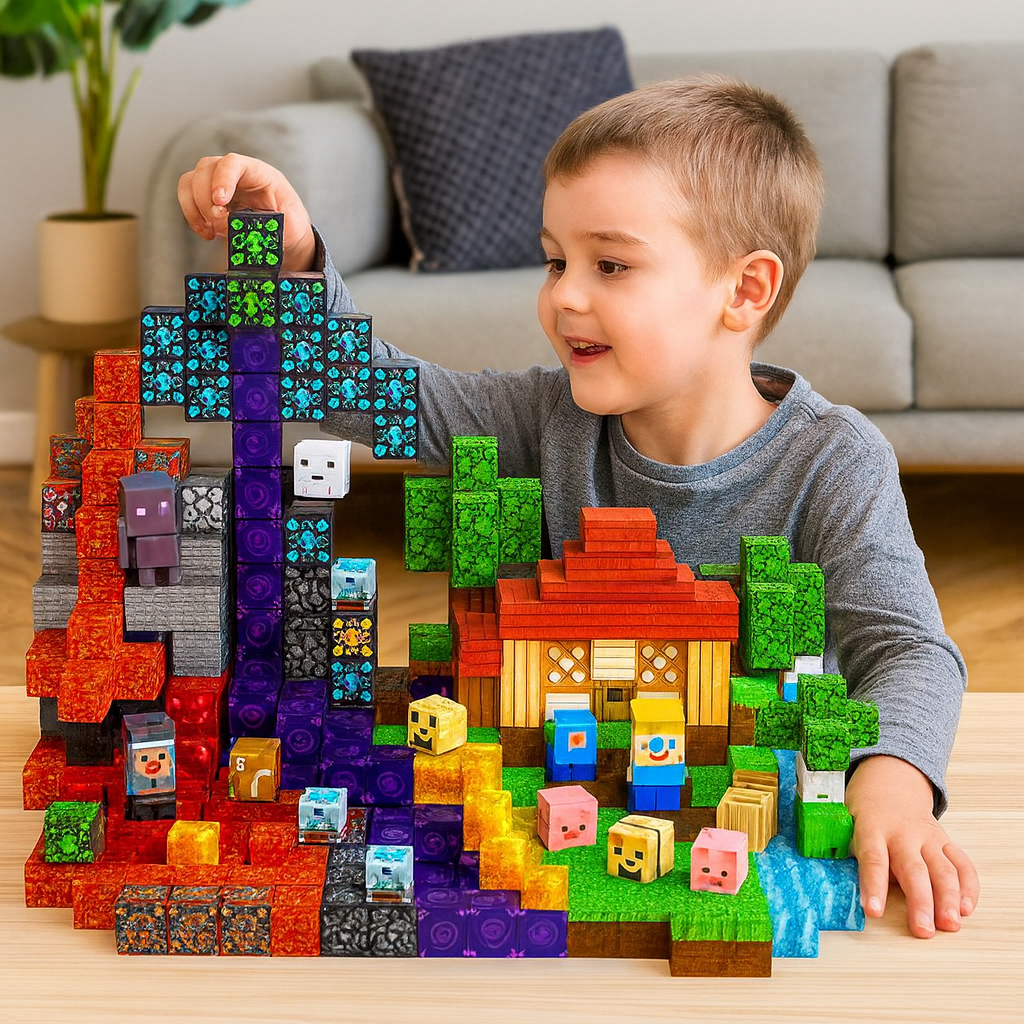 200-Piece Magnetic Building Blocks Set with Sturdy Connections and Stickers for Kids