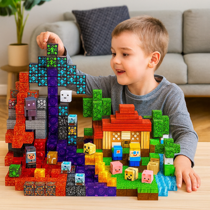 200-Piece Magnetic Building Blocks Set with Sturdy Connections and Stickers for Kids