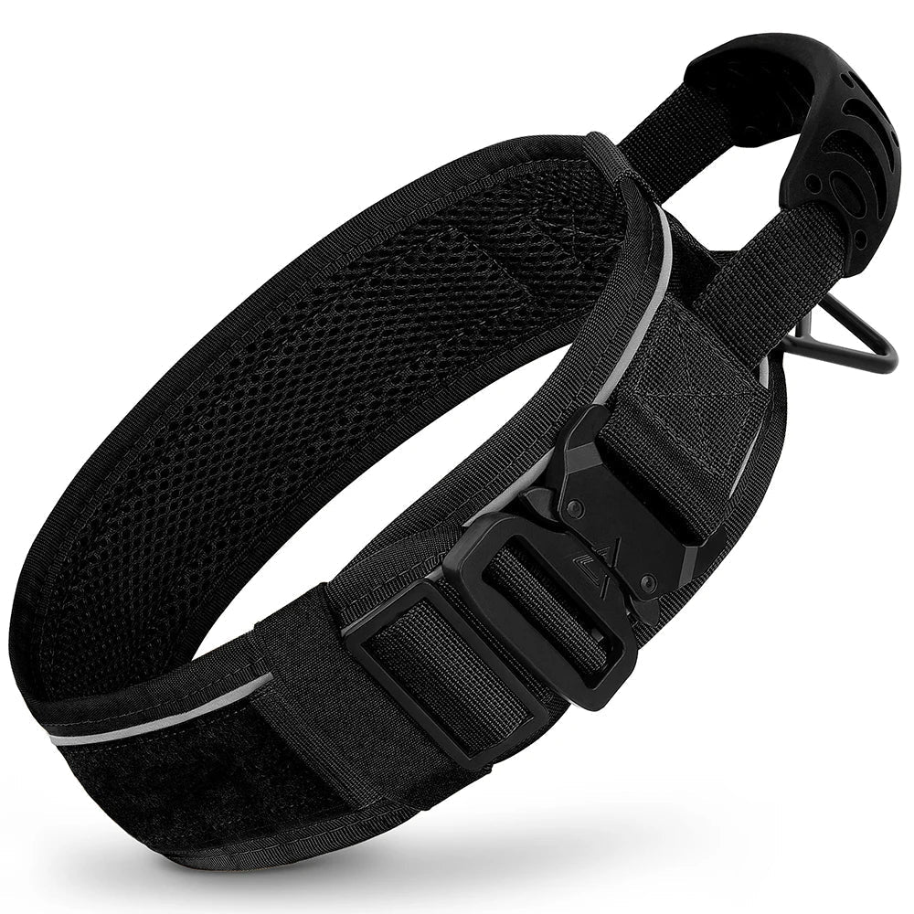 Durable Nylon Dog Training Collar with Reflective Stitching and Built-In Control Handle