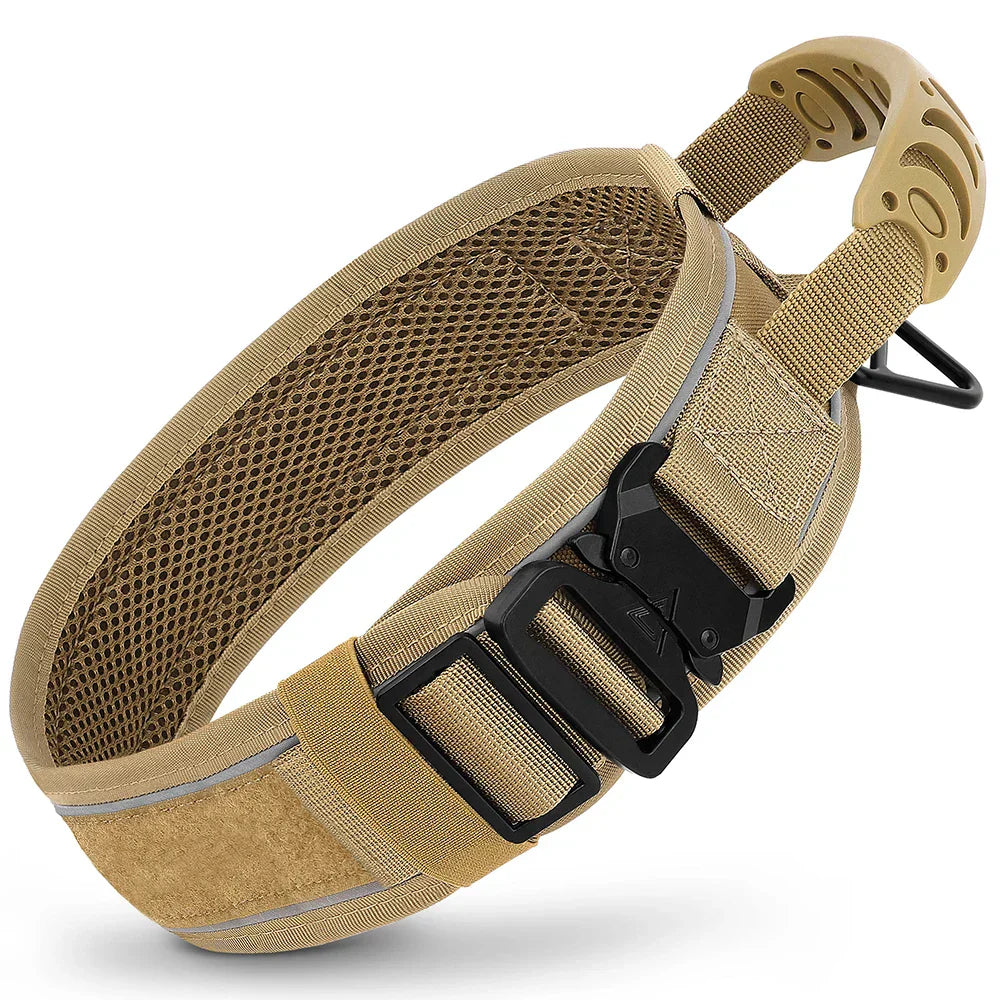 Durable Nylon Dog Training Collar with Reflective Stitching and Built-In Control Handle